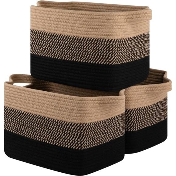 Storage Basket for Organizing Woven Rectangle Bin for Closet Nursery - Picture 1 of 8
